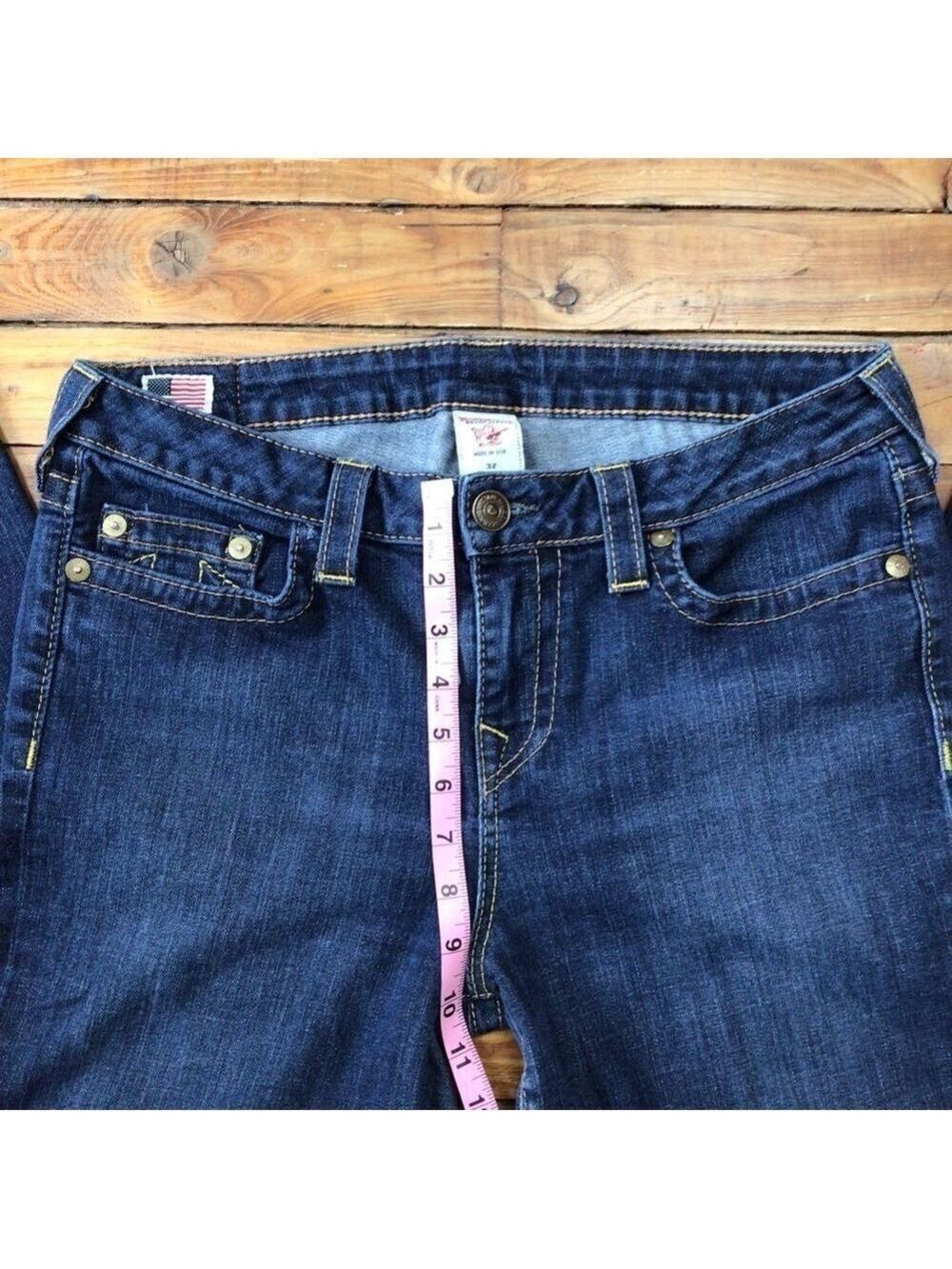 True Religion Avery Low Rise Bootcut Jeans Dark Wash Flap Pocket Size 32 - Picture 10 of 13